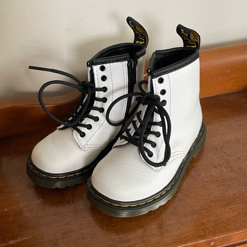 Doc Martens Toddler White Leather Boots